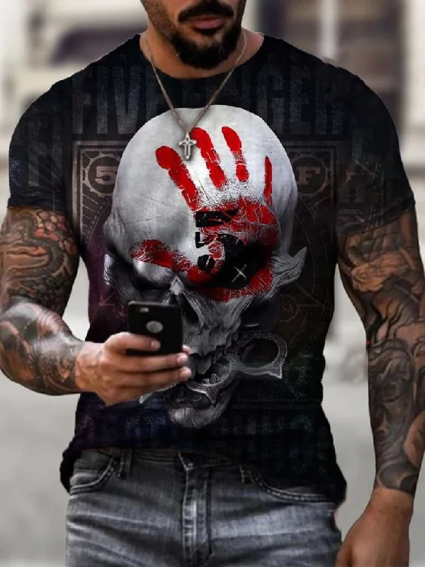 Hell Skull Art Print Short Sleeve T-shirt