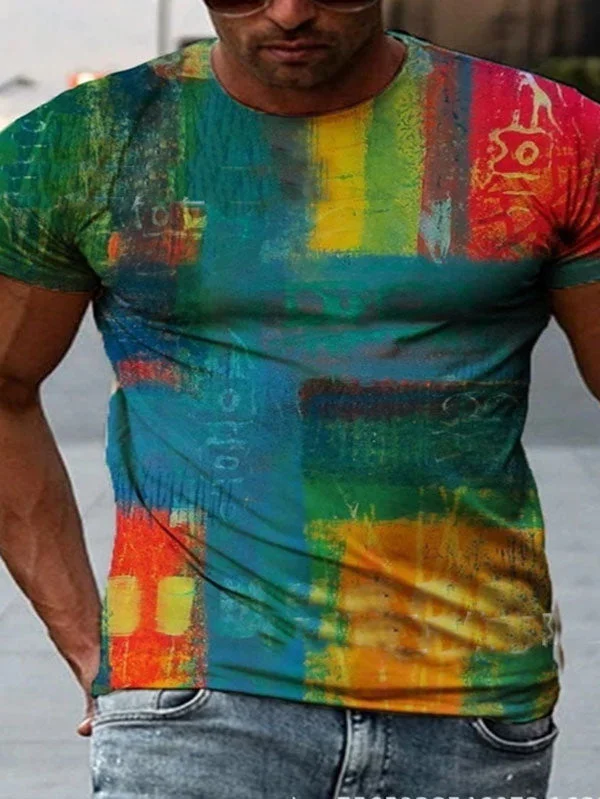 Mens Casual Short Sleeve Printed T-Shirt