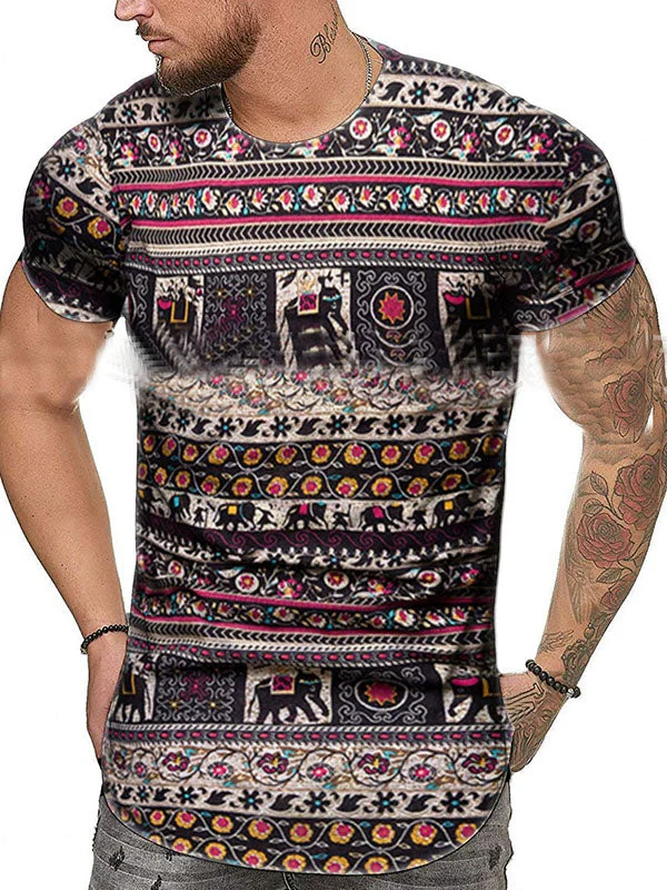 Mens Casual Short Sleeve Printed T-Shirt