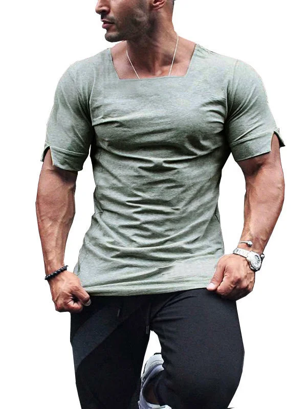 Mens Fashion Plain Slim Short Sleeve T-Shirt