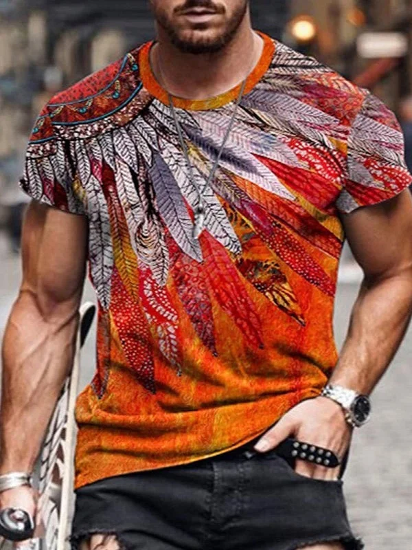 Mens Fashion Retro Casual Printed T-Shirt