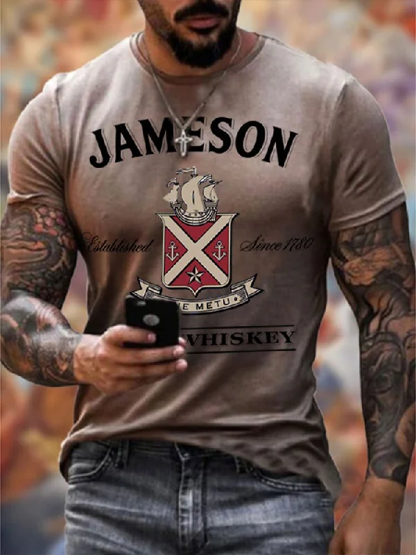 Men's Jameson Irish Whiskey printed casual t-shirt