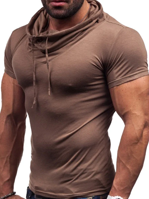 Mens Pile Collar Casual Slim Short Sleeve T-Shirt