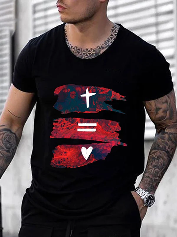 Mens Stylish Round-necked Short-sleeved Printed T-shirt