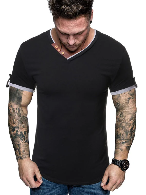 Mens V-Neck Slim Short Sleeve T-Shirt