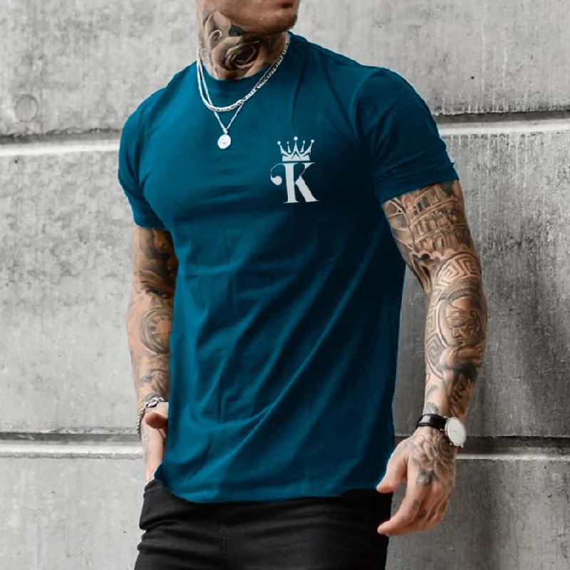 Street style poker print short sleeve T-shirt