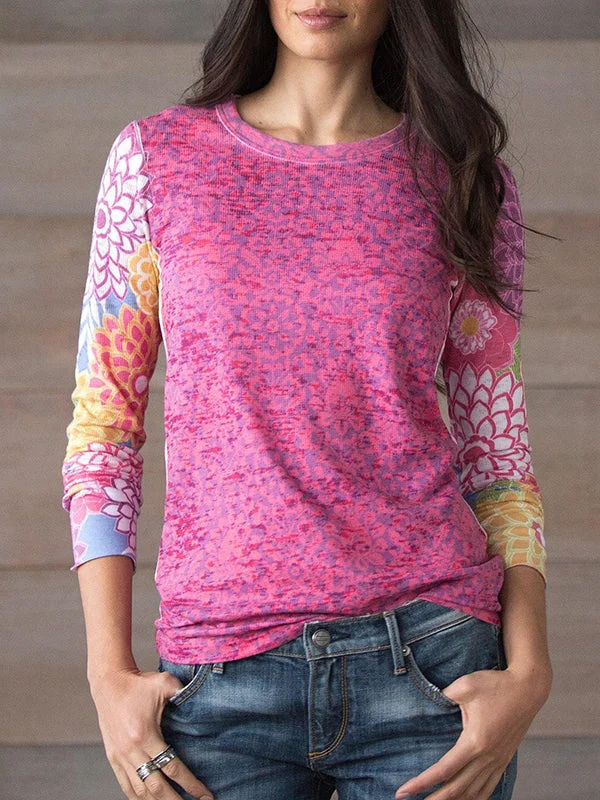 WomenS Ethnic Print Crew Neck T-Shirt