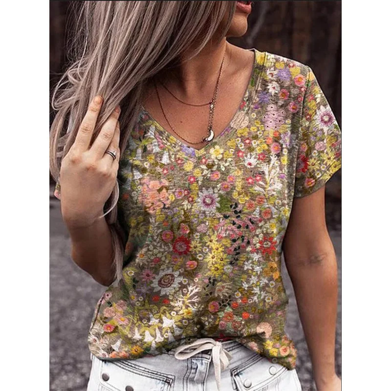 Summer Print Pattern Women's Short-Sleeved T-Shirt