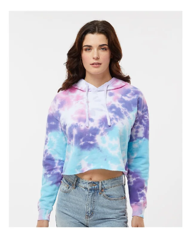 Colortone Women's Tie-Dyed Crop Hooded Sweatshirt