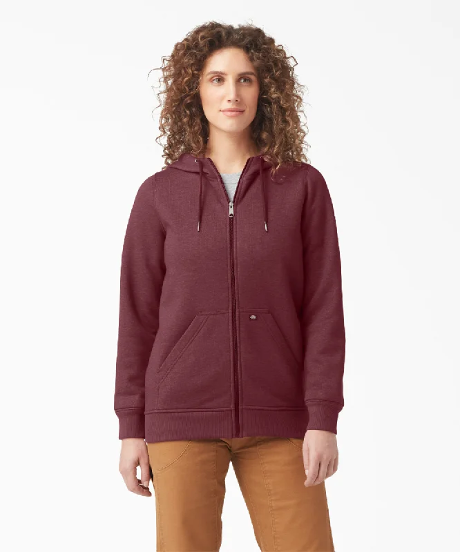 Dickies Women's Heavyweight Full-Zip Fleece Hoodie - Burgundy Heather