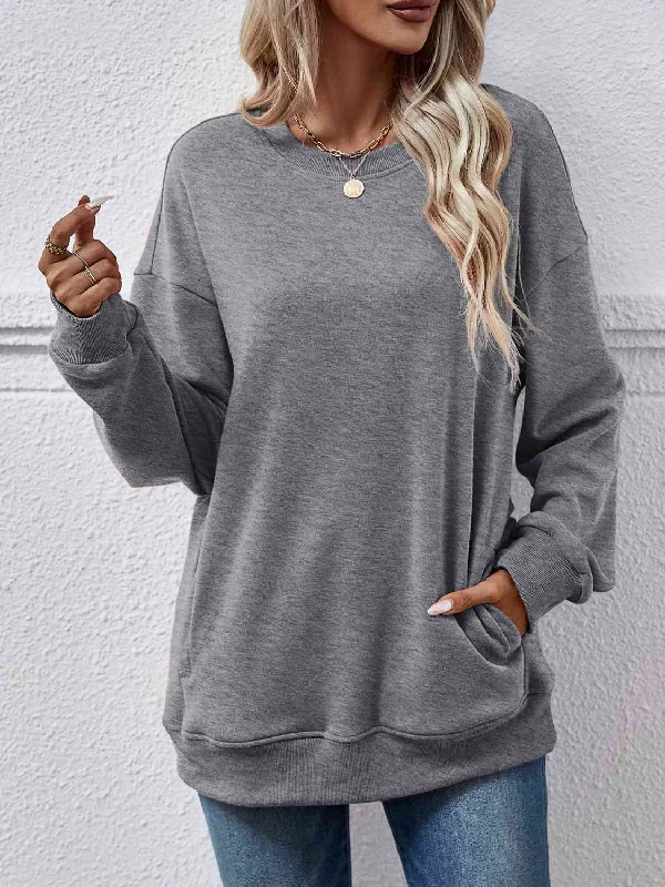 Dropped Shoulder Sweatshirt with Pockets