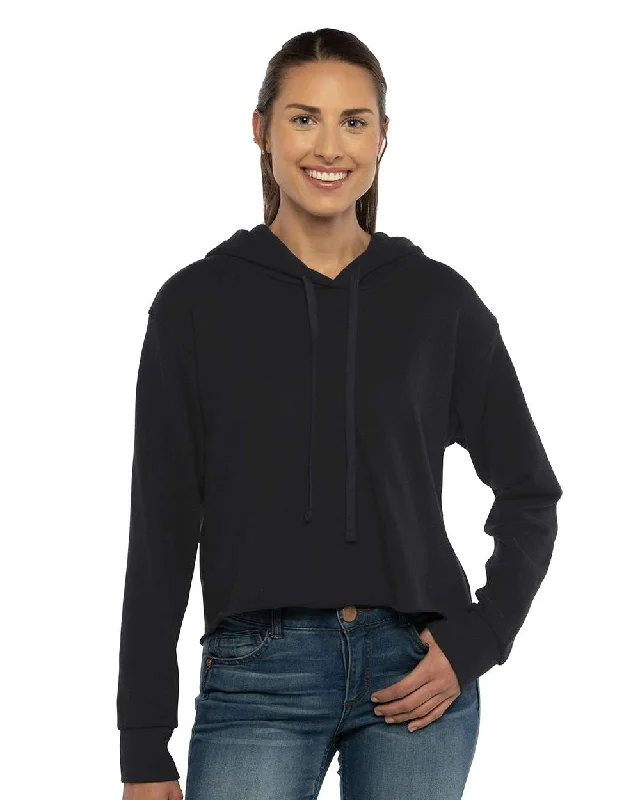 Next Level Women's Laguna Sueded Raw Edge Crop Hoodie