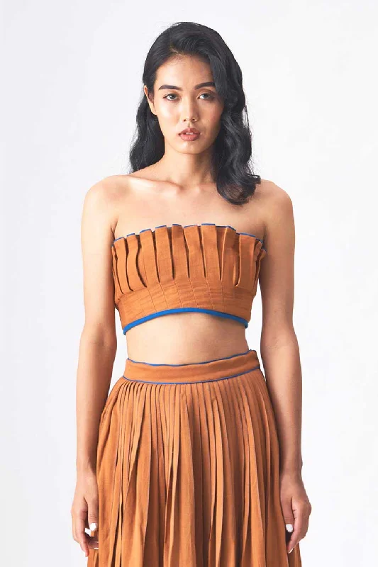 TESS - Brown Handloom Denim Bralette