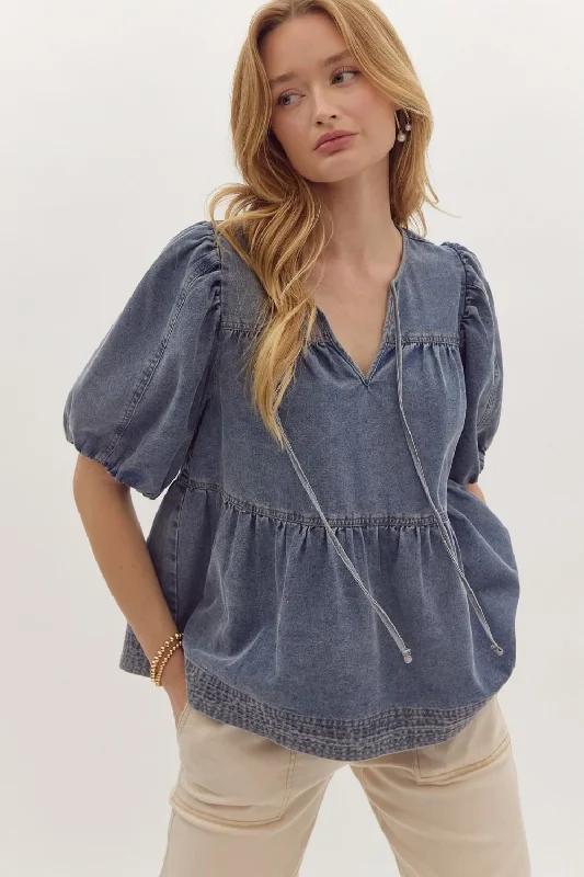 Layered Denim Blouse