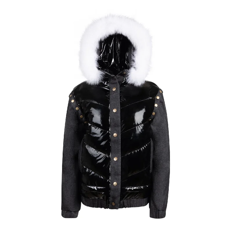 Manteau Jr. Shiny Black  Teen Denim Bomber