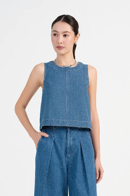 [Petite] Sam Sleeveless Denim Shift Top