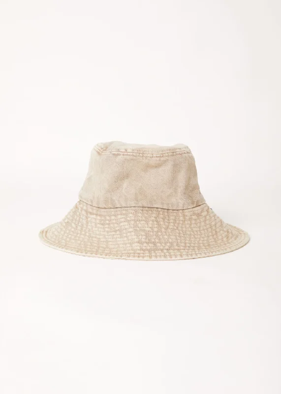 AFENDS Unisex Bella - Denim Wide Brim Bucket Hat - Faded Cement