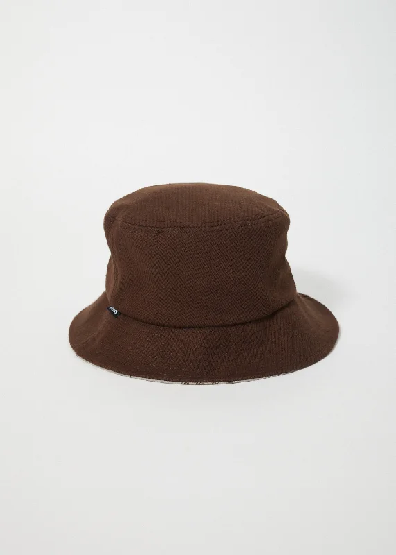 AFENDS Unisex Richmond - Organic Denim Bucket Hat - Coffee