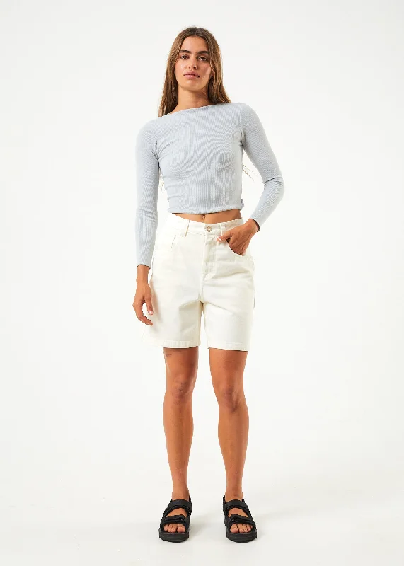 AFENDS Womens Emilie - Denim Carpenter Shorts - Off White