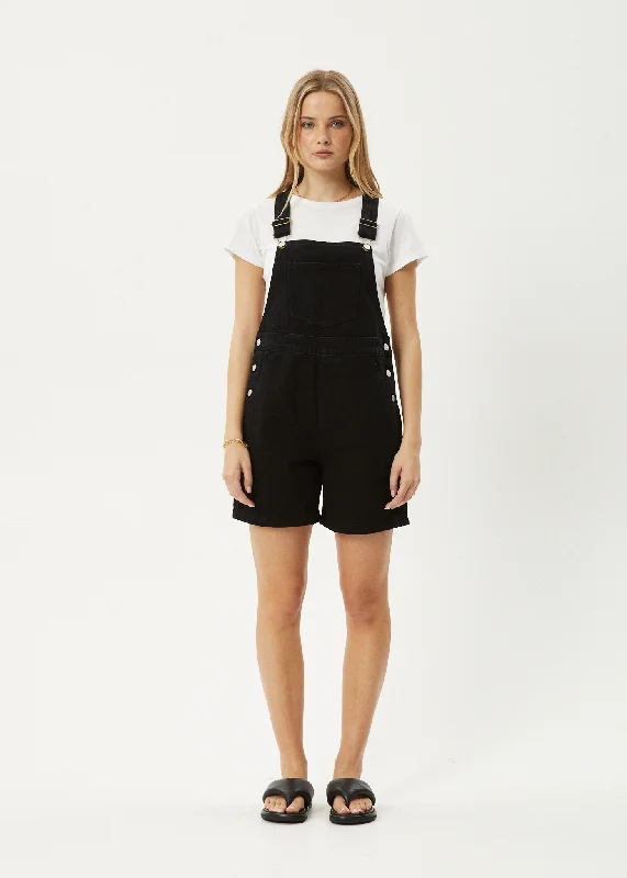 AFENDS Womens Lil Louis - Denim Overall - Washed Black