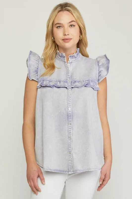 Denim Ruffled Top, Peri