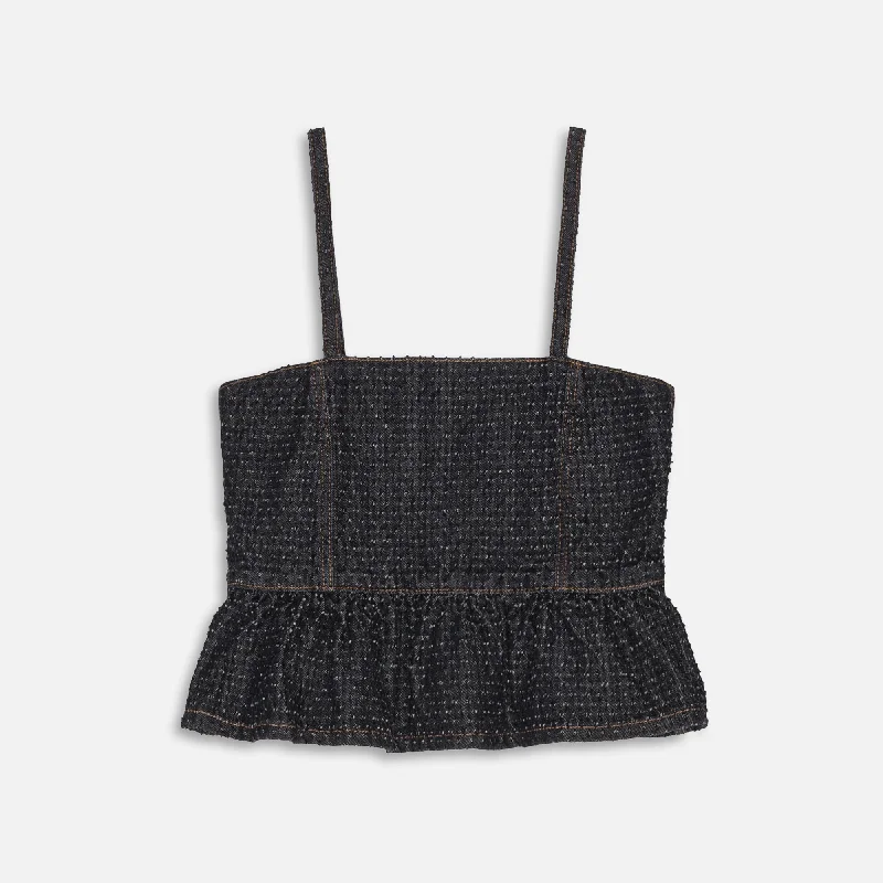 Ganni Fluffy Denim Strap top - Black