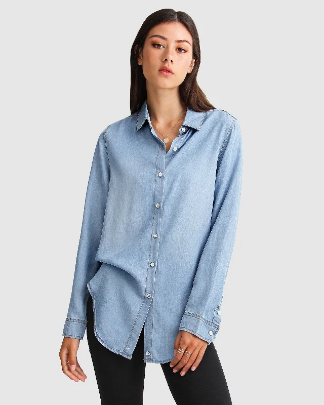 Keep Me Wild Denim Top - Indigo