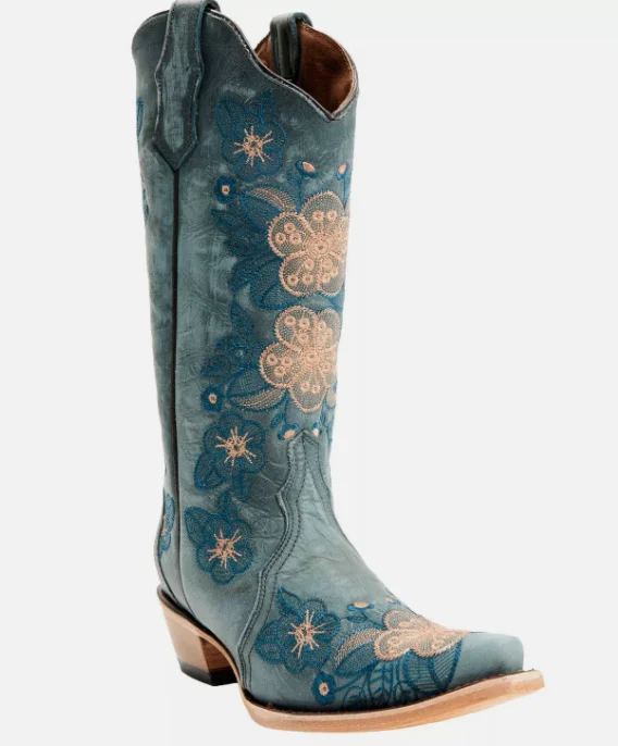 Circle G Women's Denim Blue Embroidered Boots