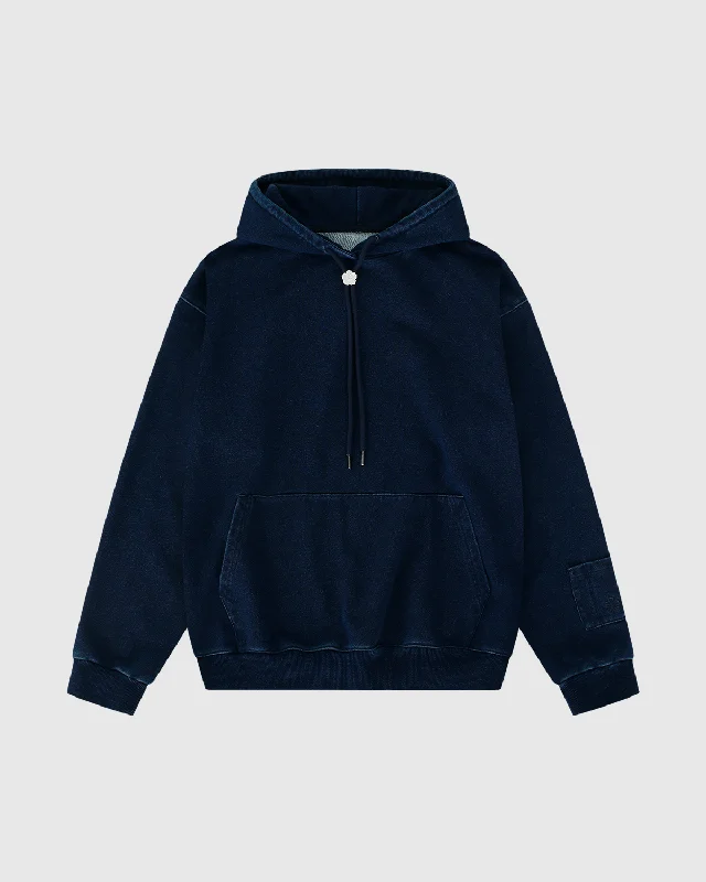 Indigo Denim Logo Bolo Tie Hoodie