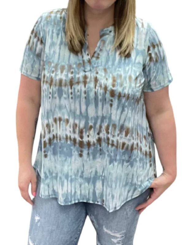 Gabby Top In Denim/chocolate