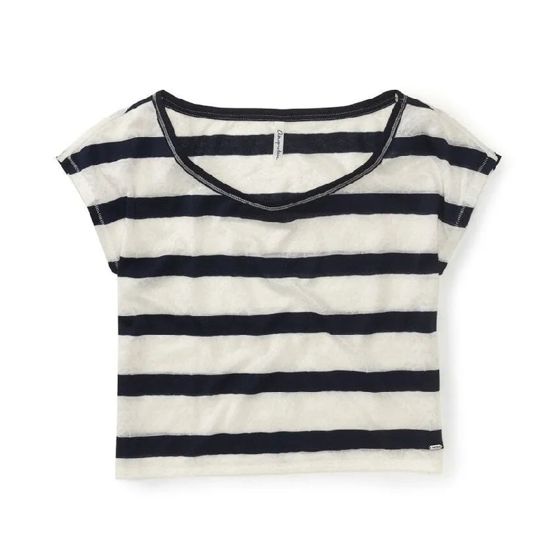 Aeropostale Womens Stripes Lace Pullover Blouse