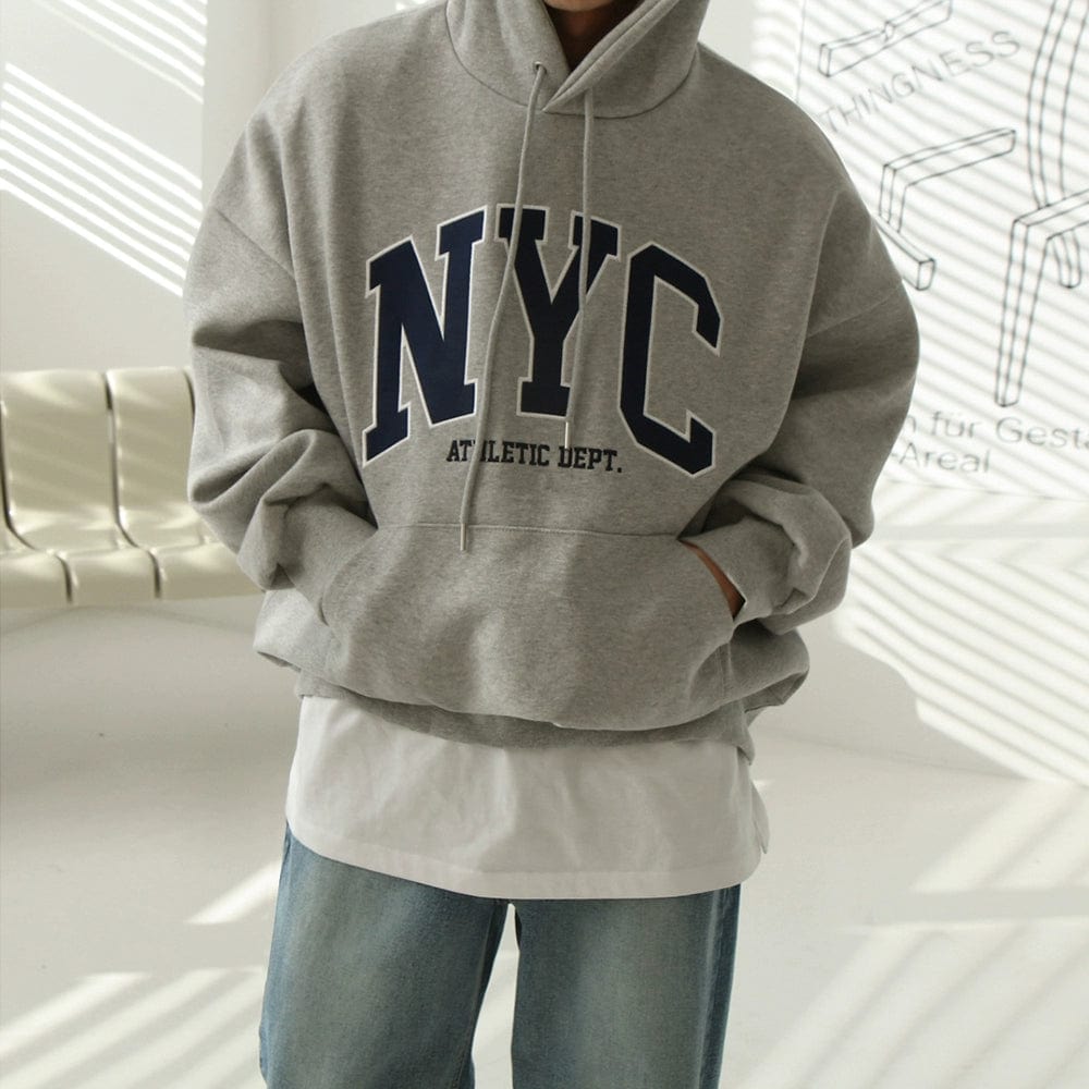 RT No. 11065 NYC EMBROIDERED LETTERED PULLOVER HOODIE