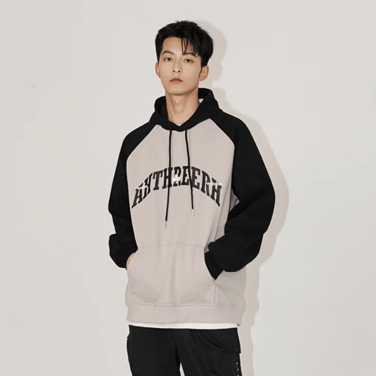 RT No. 6507 TWO TONE LETTERED PULLOVER HOODIE