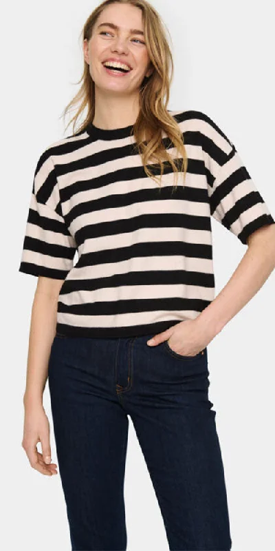 Saint Tropez Striped Pullover, black