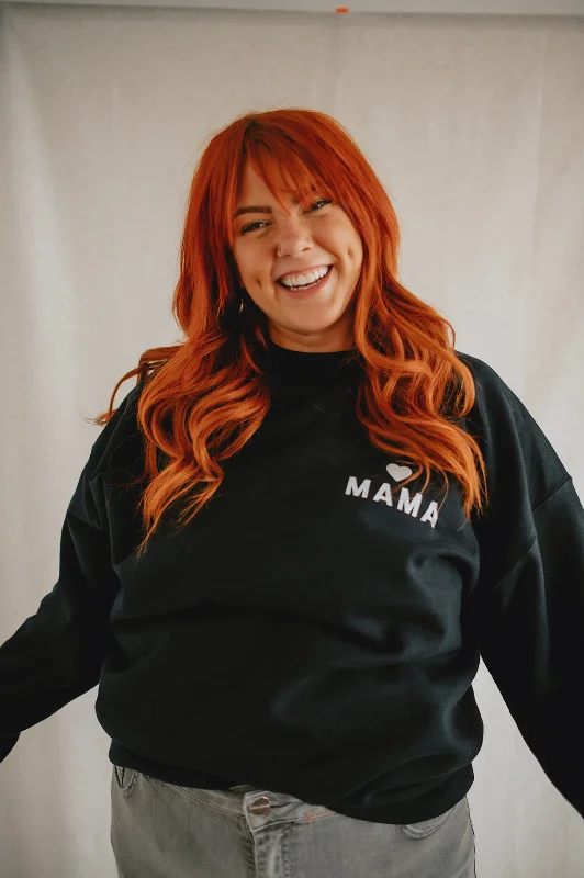 The Mama Heart Pullover Sweatshirt - Black - PLUS