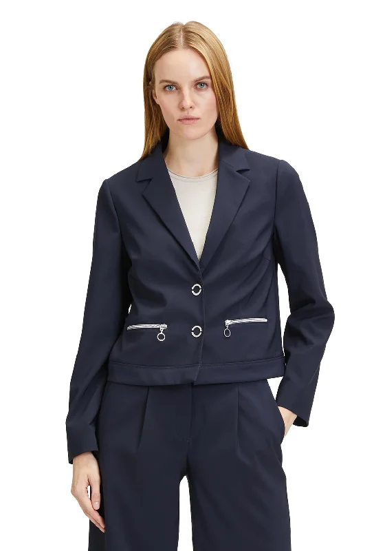 Betty Barclay Zip Accent Short Casual Blazer, Navy