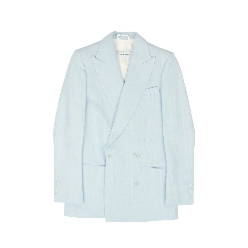 CASABLANCA Light Blue Viscose Double-Breasted Blazer