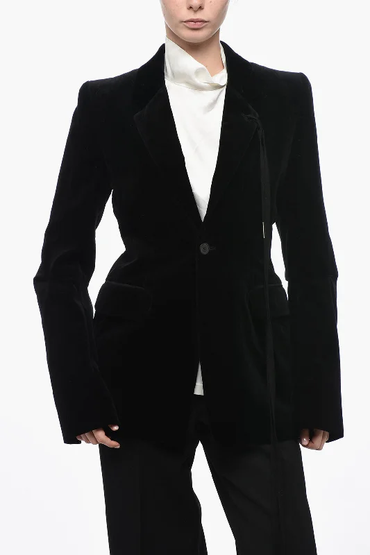 Ann Demeulemeester Single Breasted Velour Blazer With Flap Pockets 42 Italian size