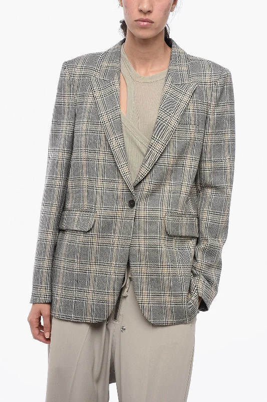 Fabiana Filippi Blended Wool Blazer with Glen Plaid Motif 40 Italian size