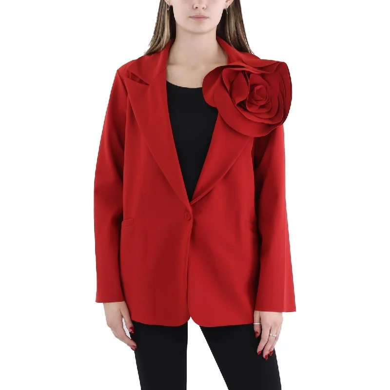 Womens Rosette Workwear One-Button Blazer