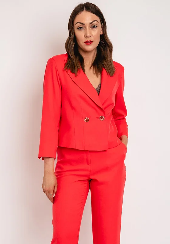 Camelot Lapel Collar Short Blazer, Coral