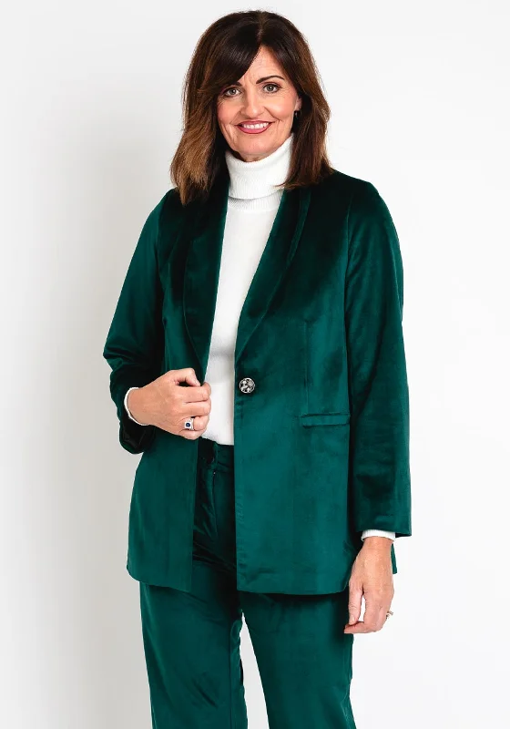 Camelot Velour Shawl Lapel Blazer, Forest Green