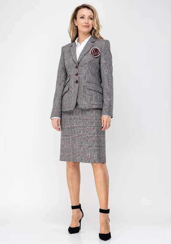 Christina Felix Wool Blend Check Blazer Jacket, Grey