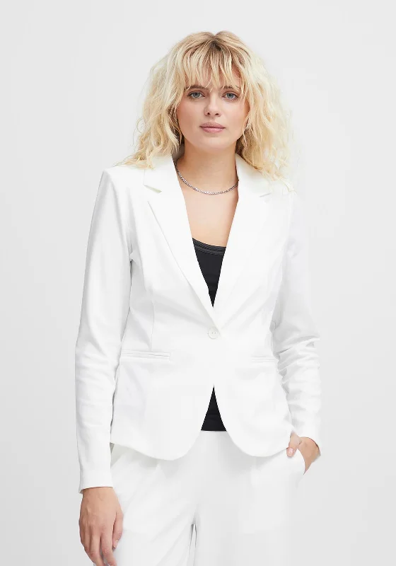 Ichi Kate Jersey Single Breasted Blazer, Cloud Dancer