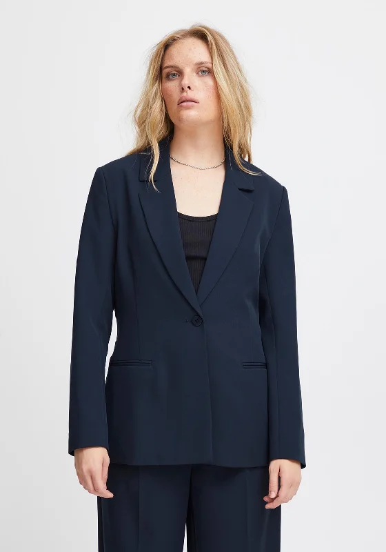 Ichi Lexi Single Breasted Blazer, Total Eclipse