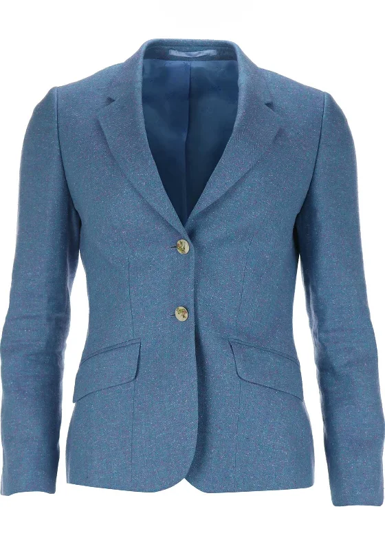 Magee 1866 Womens Alicia Linen and Silk Tweed Blend Blazer Jacket, Blue