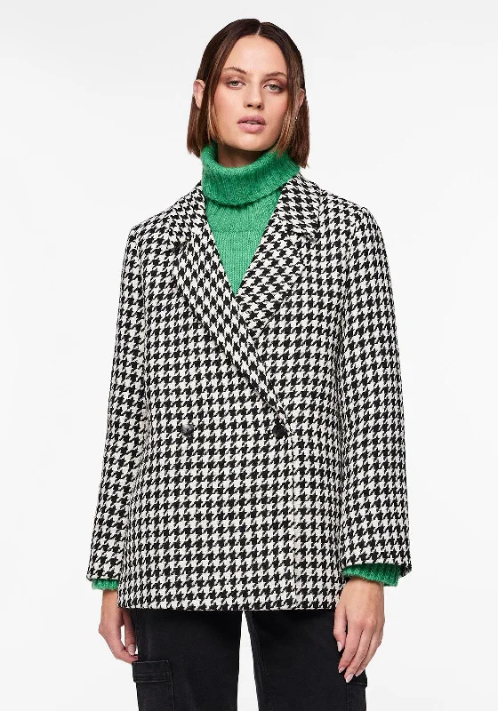 Pieces Nicolina Houndstooth Blazer, Black