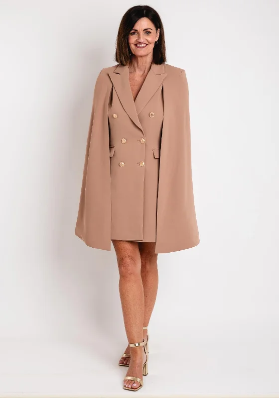 Serafina Collection Cape Sleeve Long Blazer, Camel