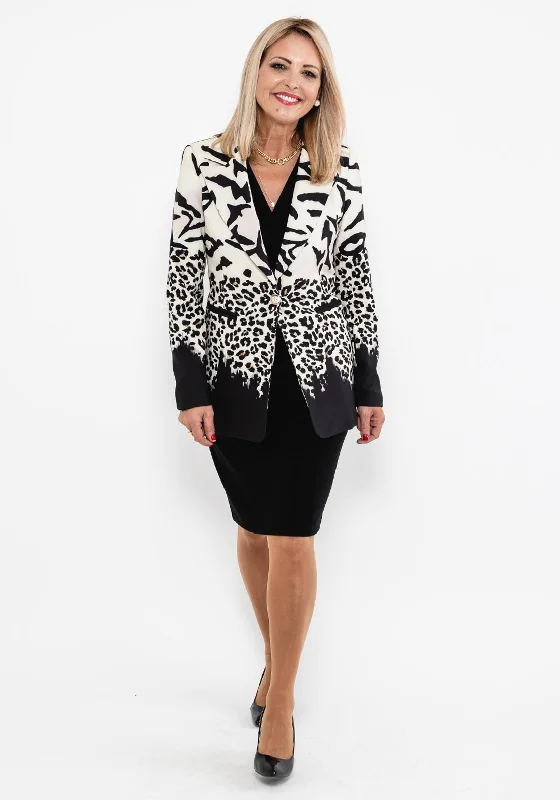 Seventy1 Mix Animal Print Blazer, Cream & Black