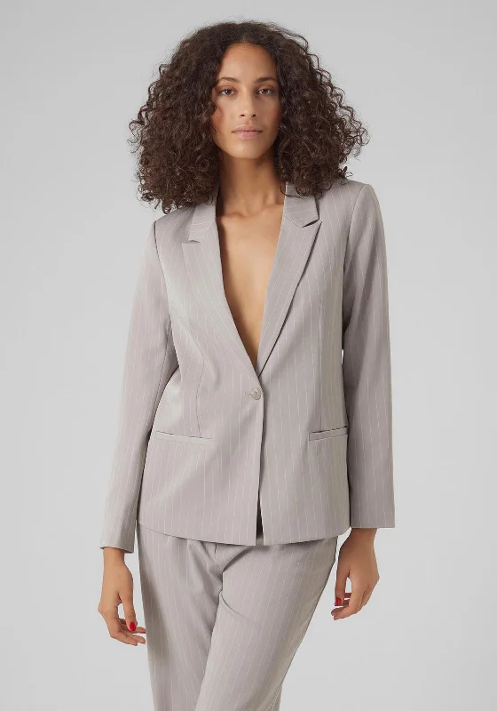 Vero Moda Wendy Pinstripe Slim Fit Blazer, Mourning Dove